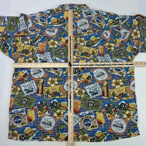 Big Dogs Hawaiian Camp Shirt Trader Dogs Rum Button Front Rayon Blue XXL 2XL - Picture 5 of 5